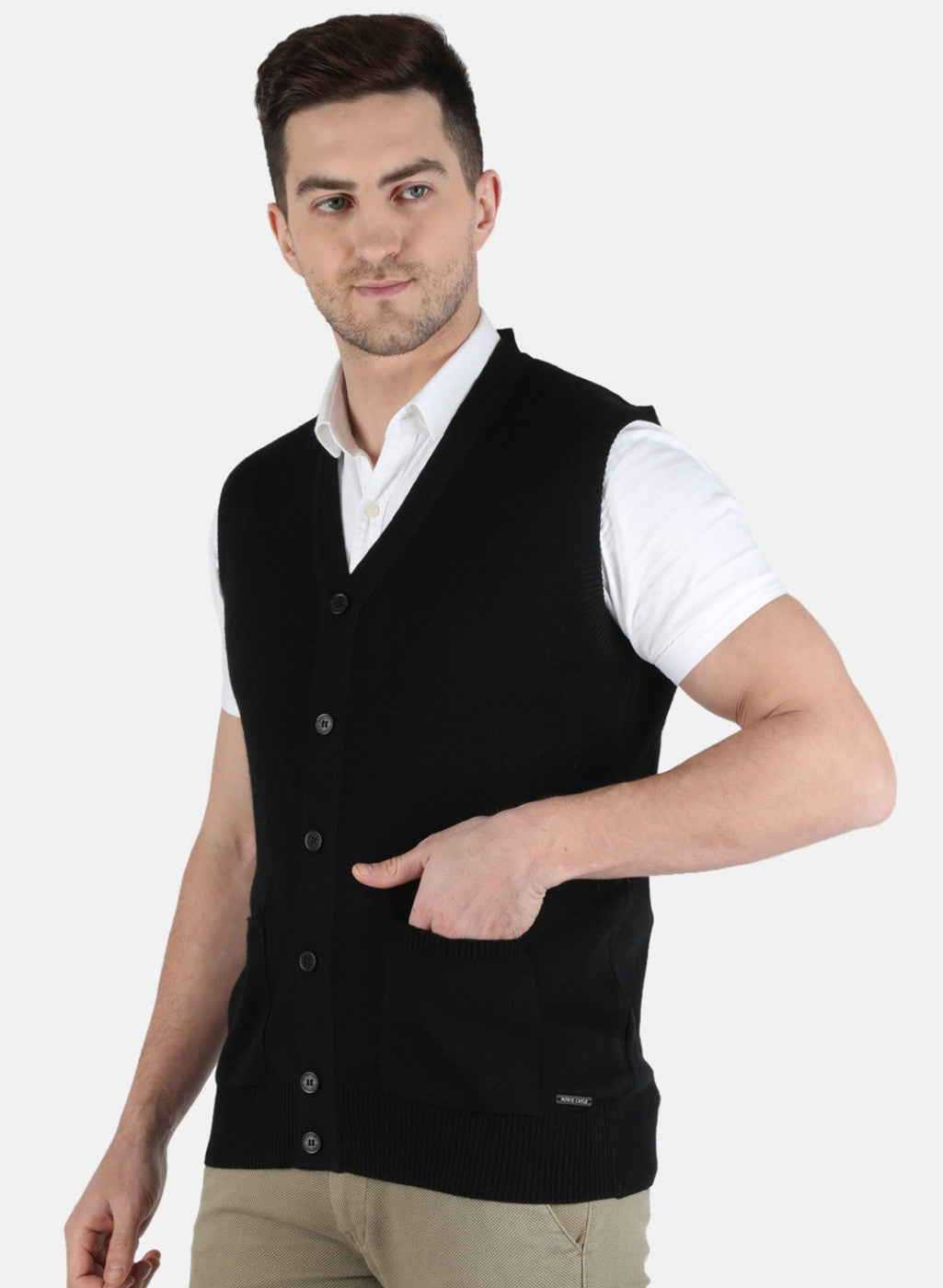 Men Black Solid Cardigan