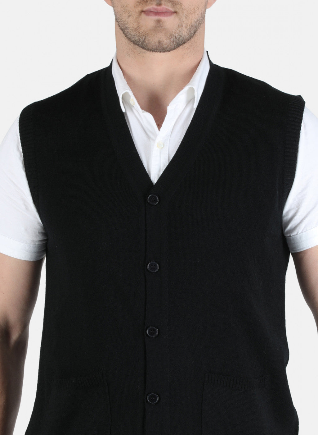 Men Black Solid Cardigan