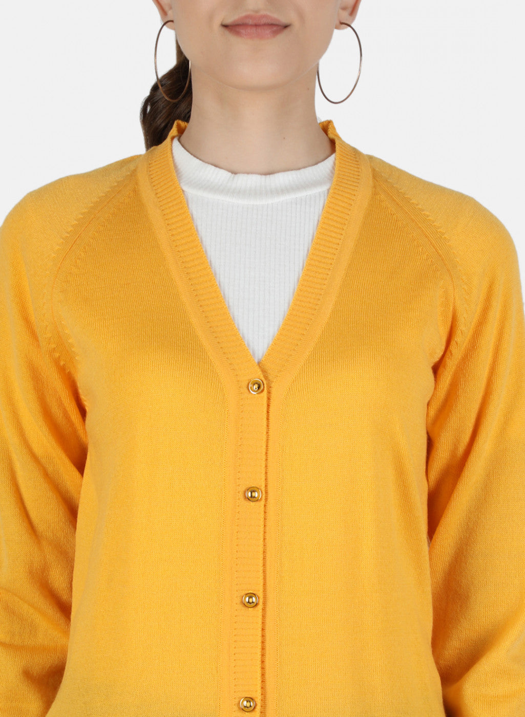 Women Yellow Solid Cardigan