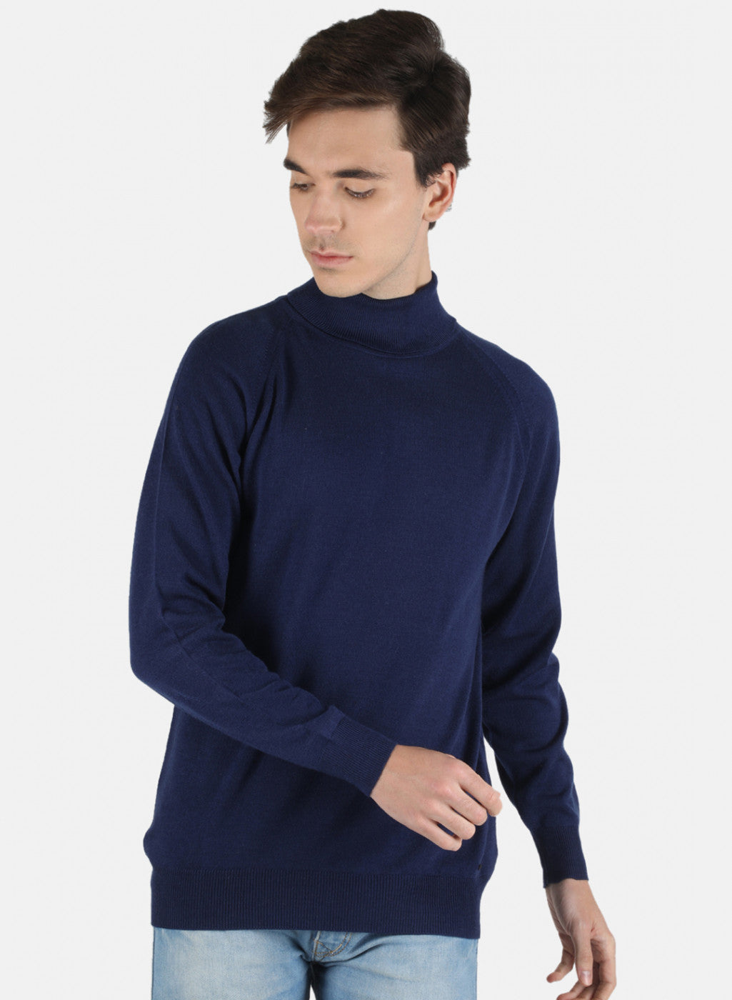 Men Blue Solid Pullover