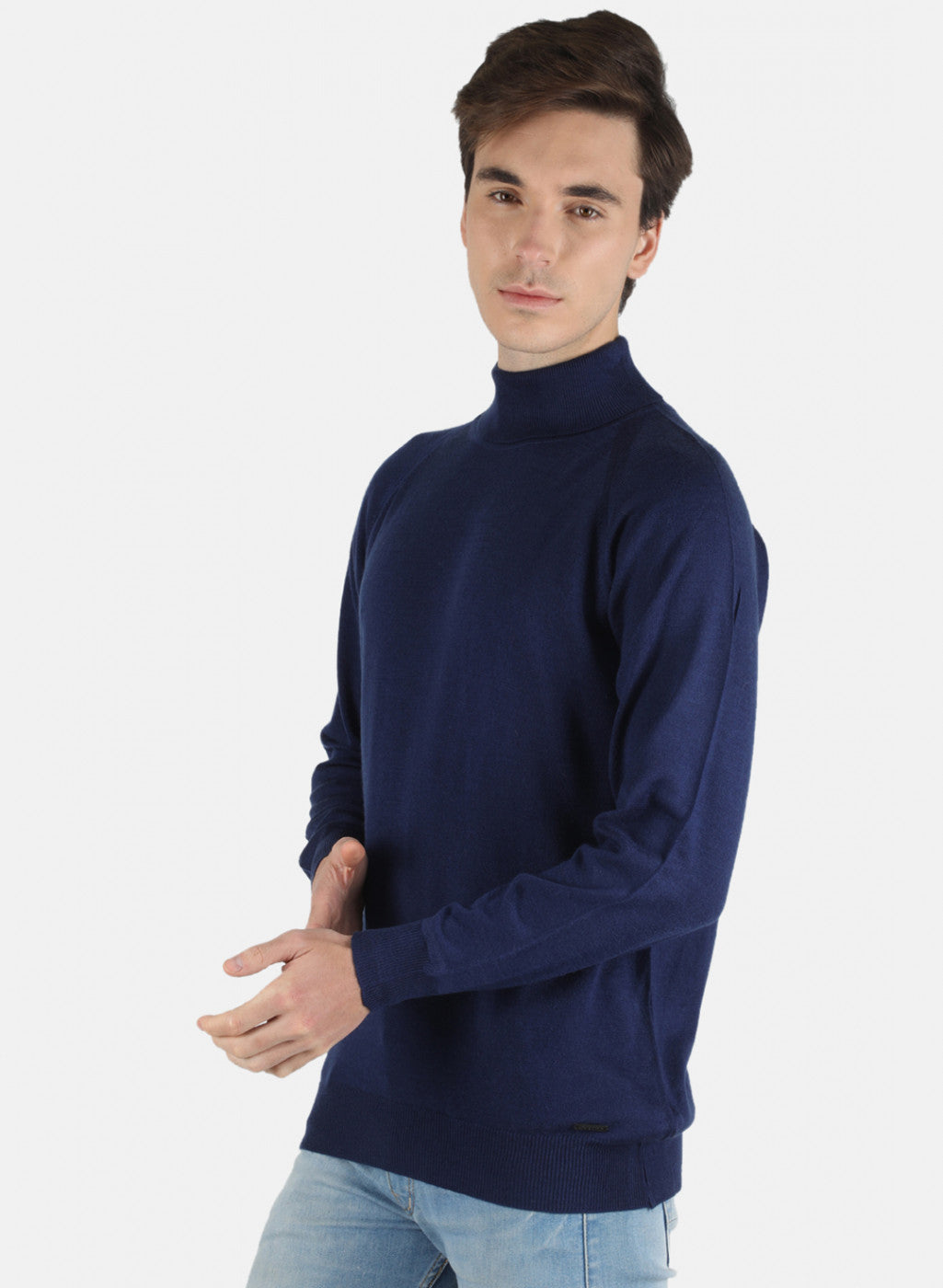 Men Blue Solid Pullover