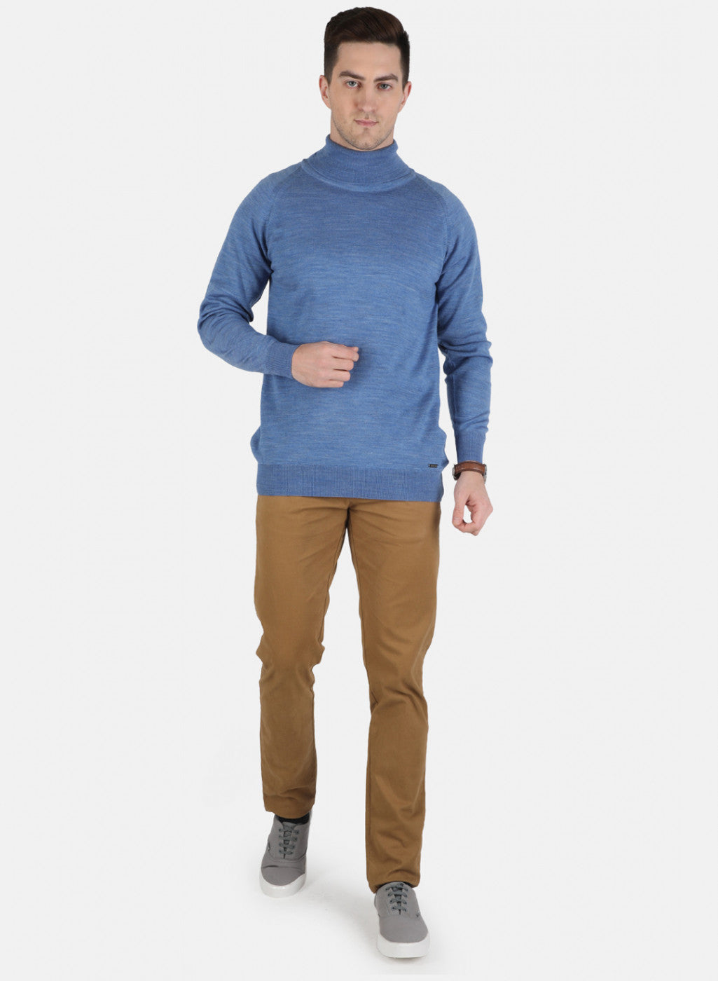 Men Blue Solid Pullover