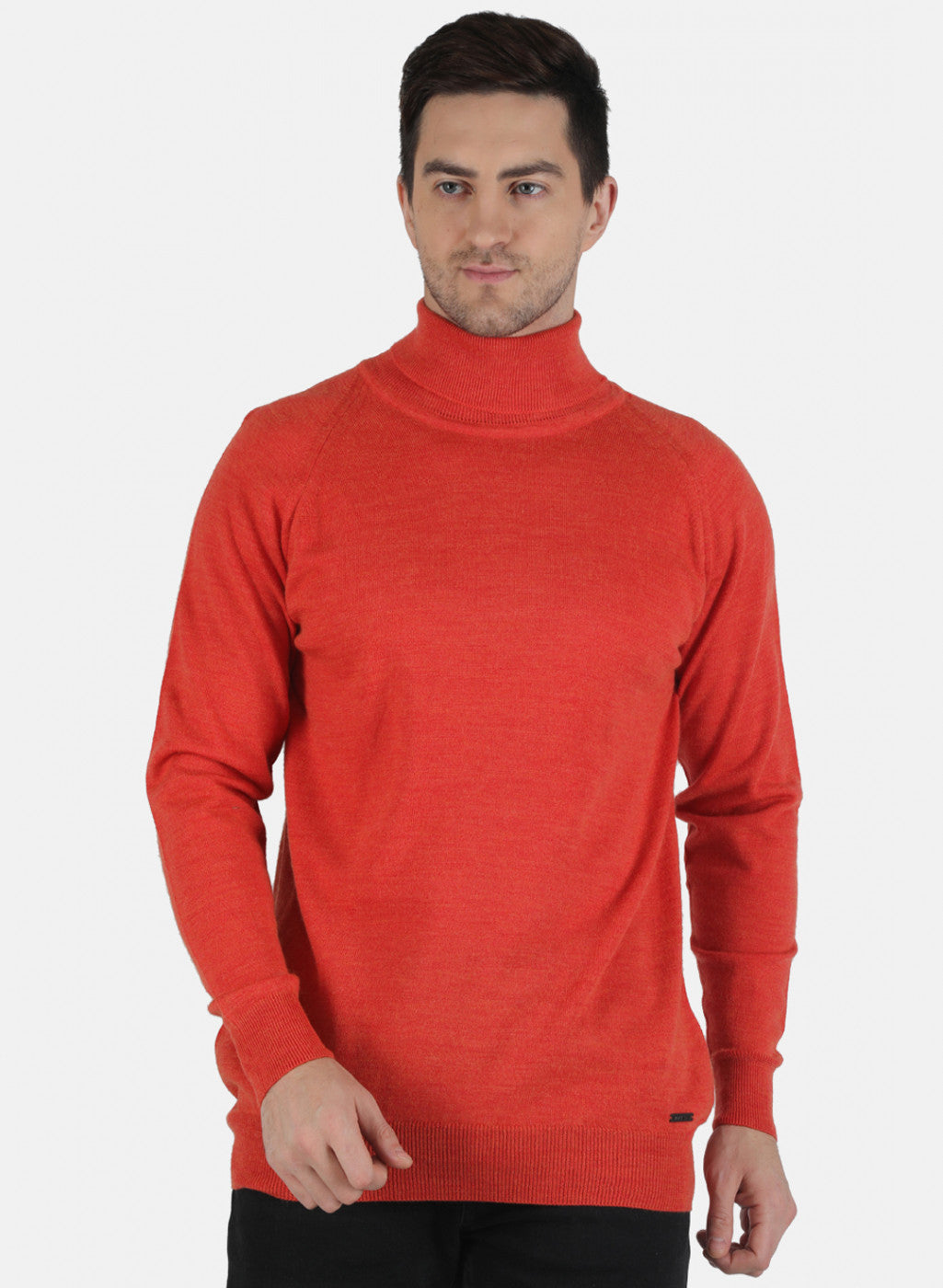 Men Orange Solid Pullover