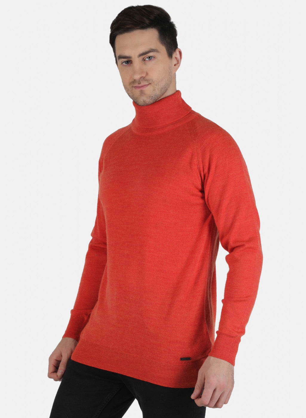 Men Orange Solid Pullover
