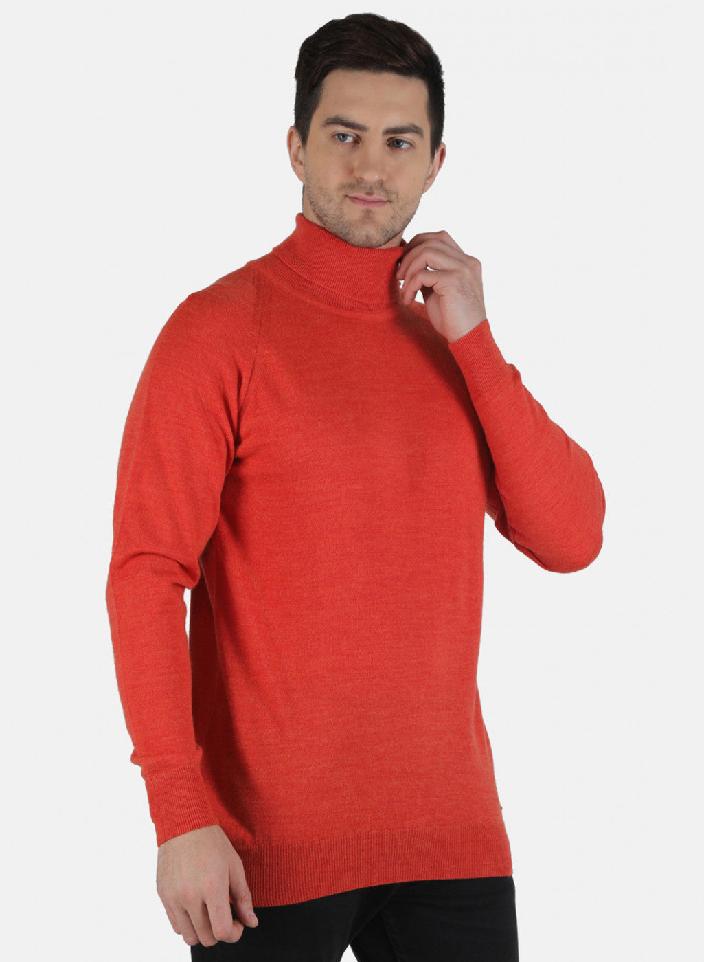 Men Orange Solid Pullover