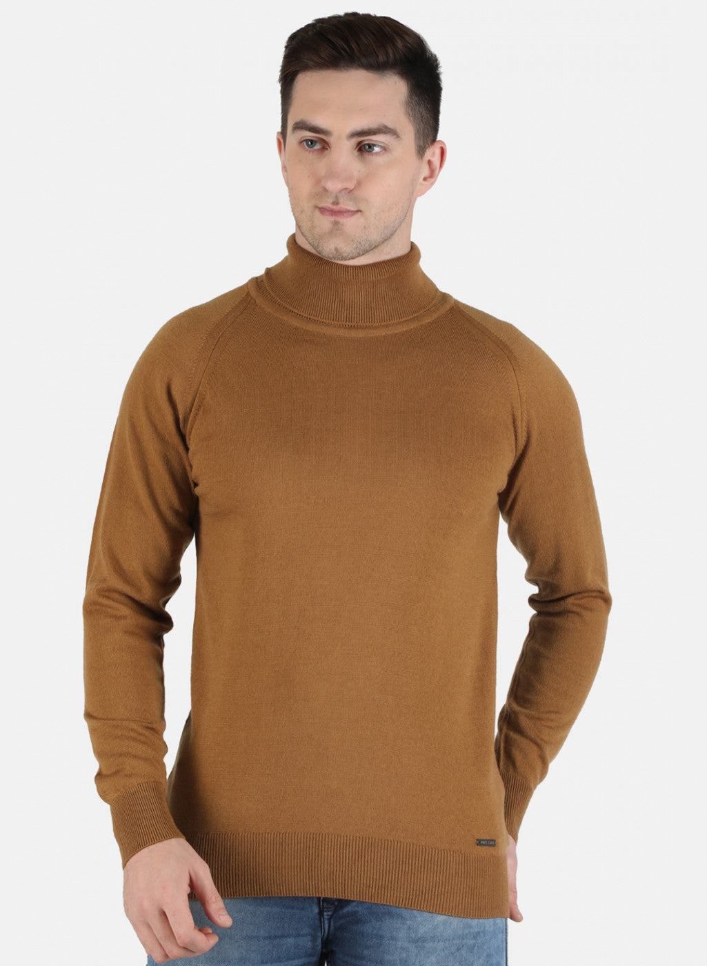 Men Brown Solid Pullover
