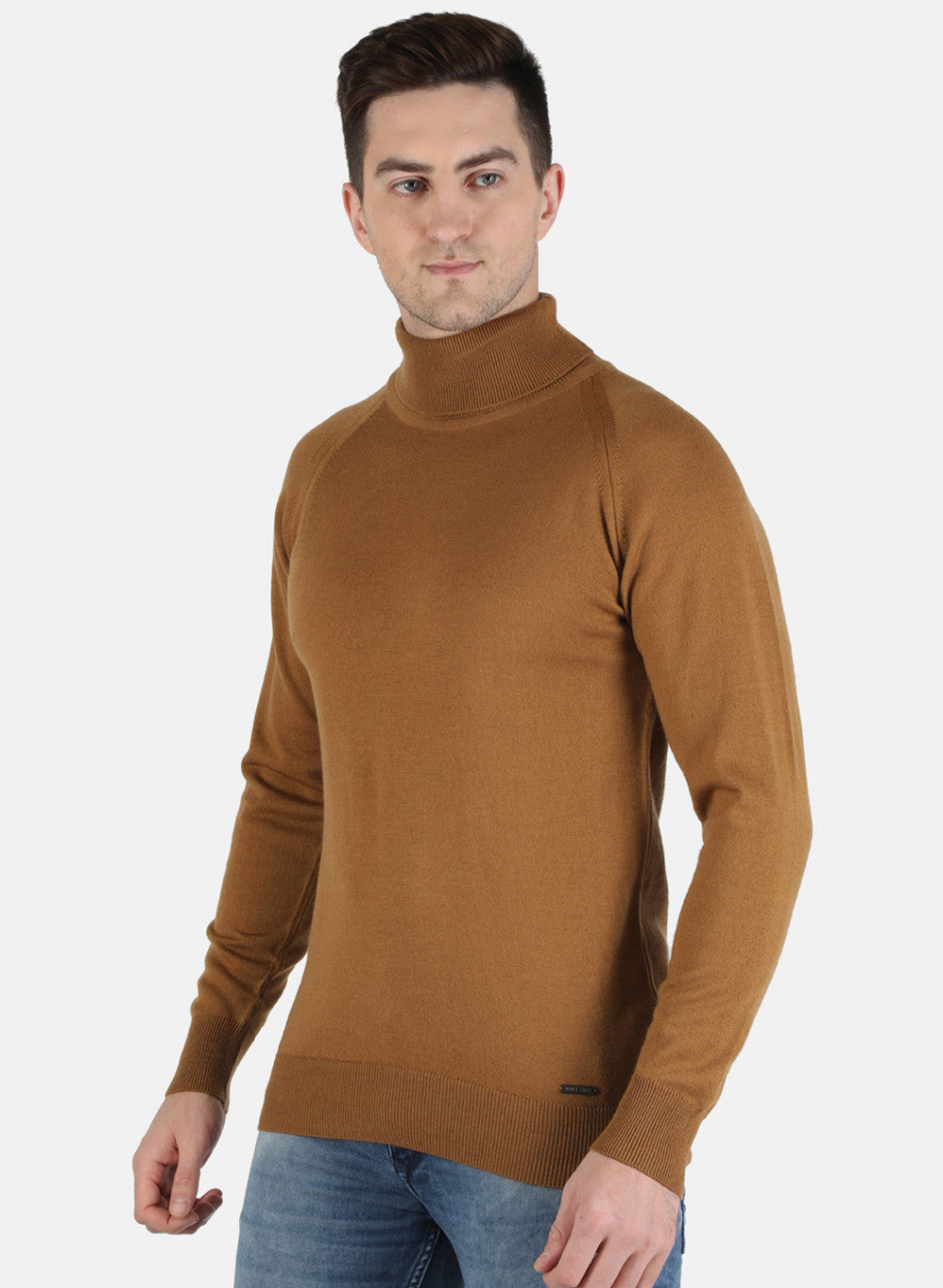 Men Brown Solid Pullover
