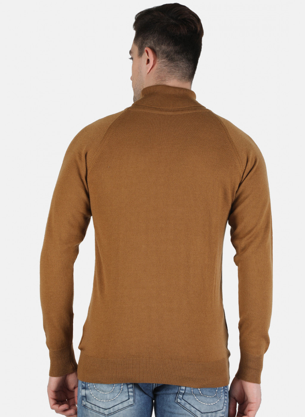 Men Brown Solid Pullover