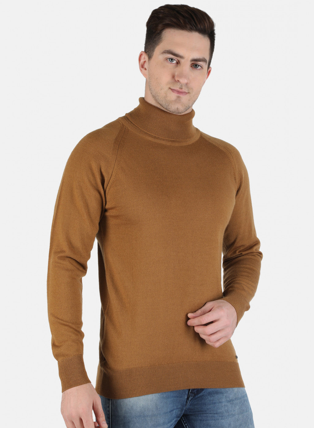 Men Brown Solid Pullover