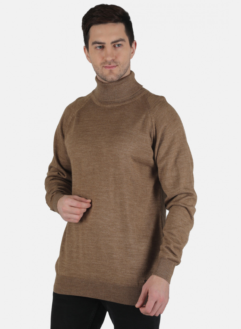 Men Khaki Solid Pullover