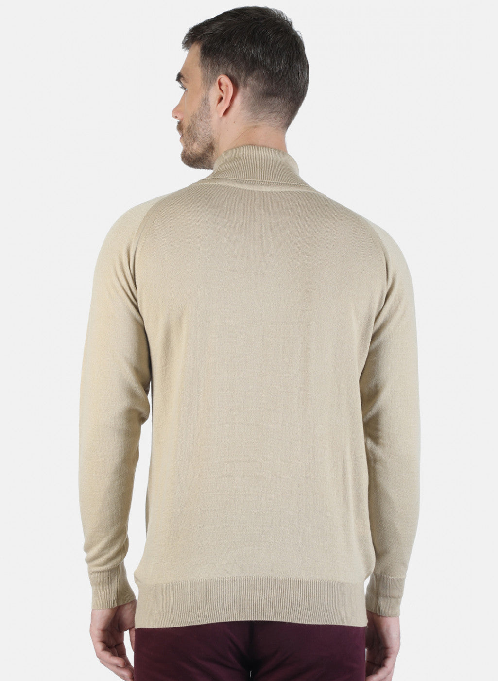 Men Beige Solid Pullover