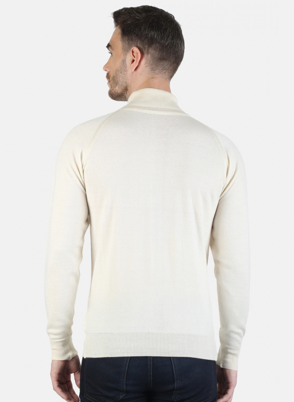 Men Off White Solid Pullover
