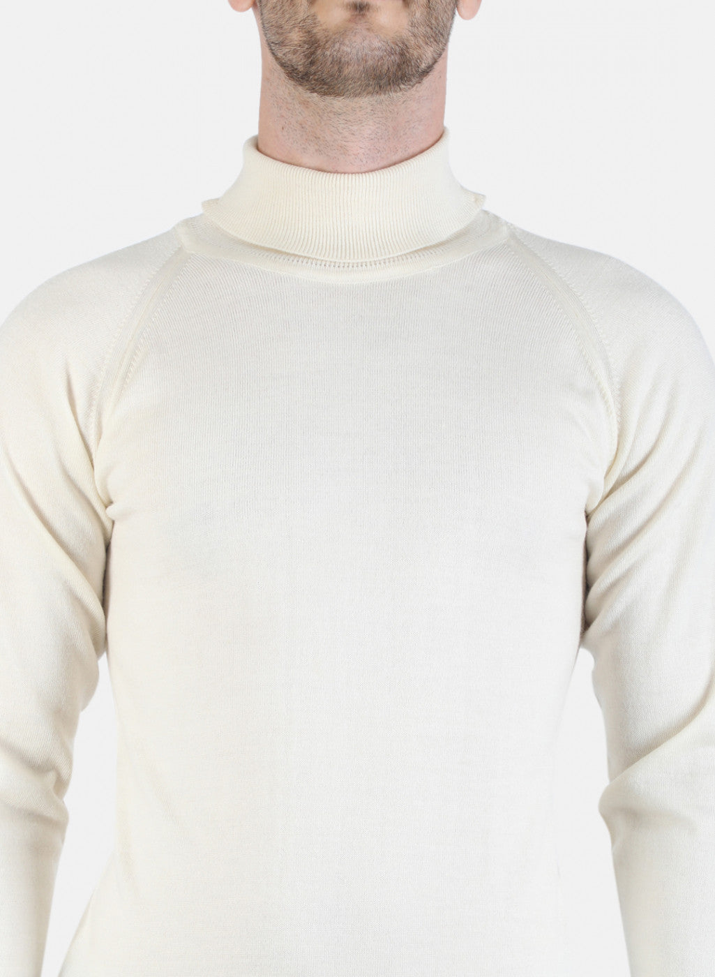 Men Off White Solid Pullover