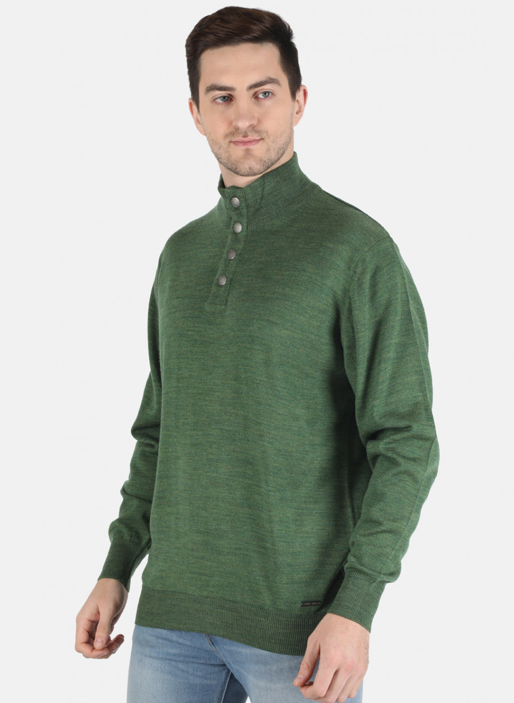 Men Olive Solid Pullover