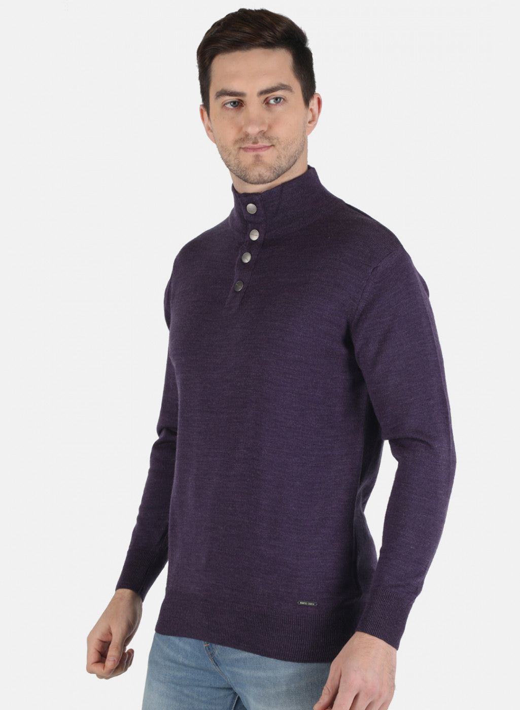 Men Purple Solid Pullover