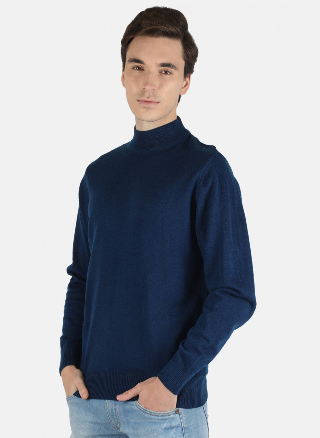 Men Blue Solid Pullover