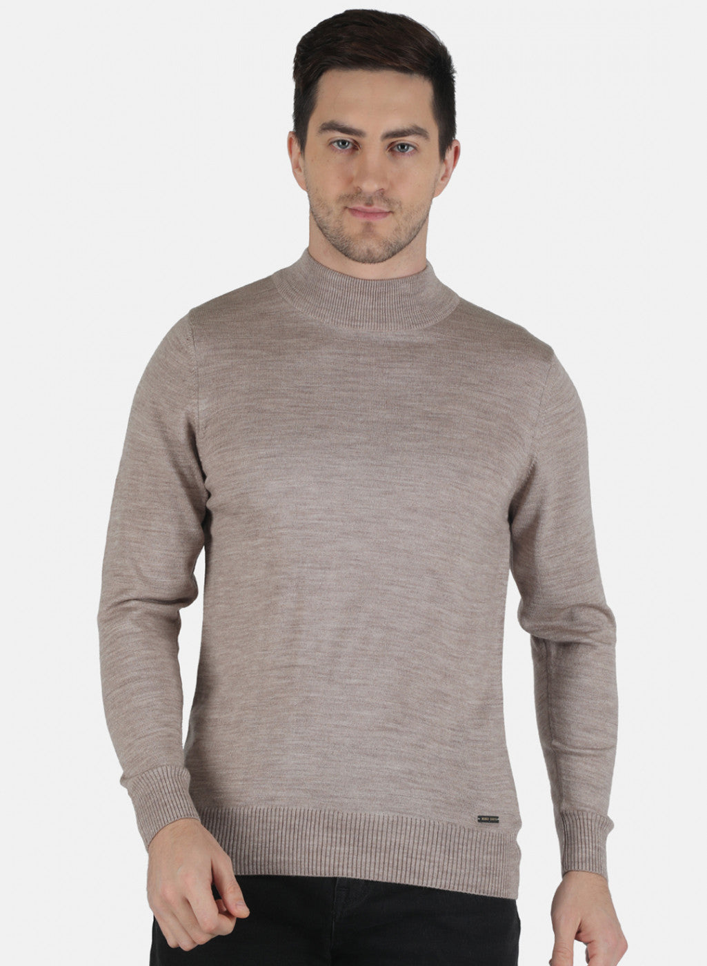 Men Beige Solid Pullover