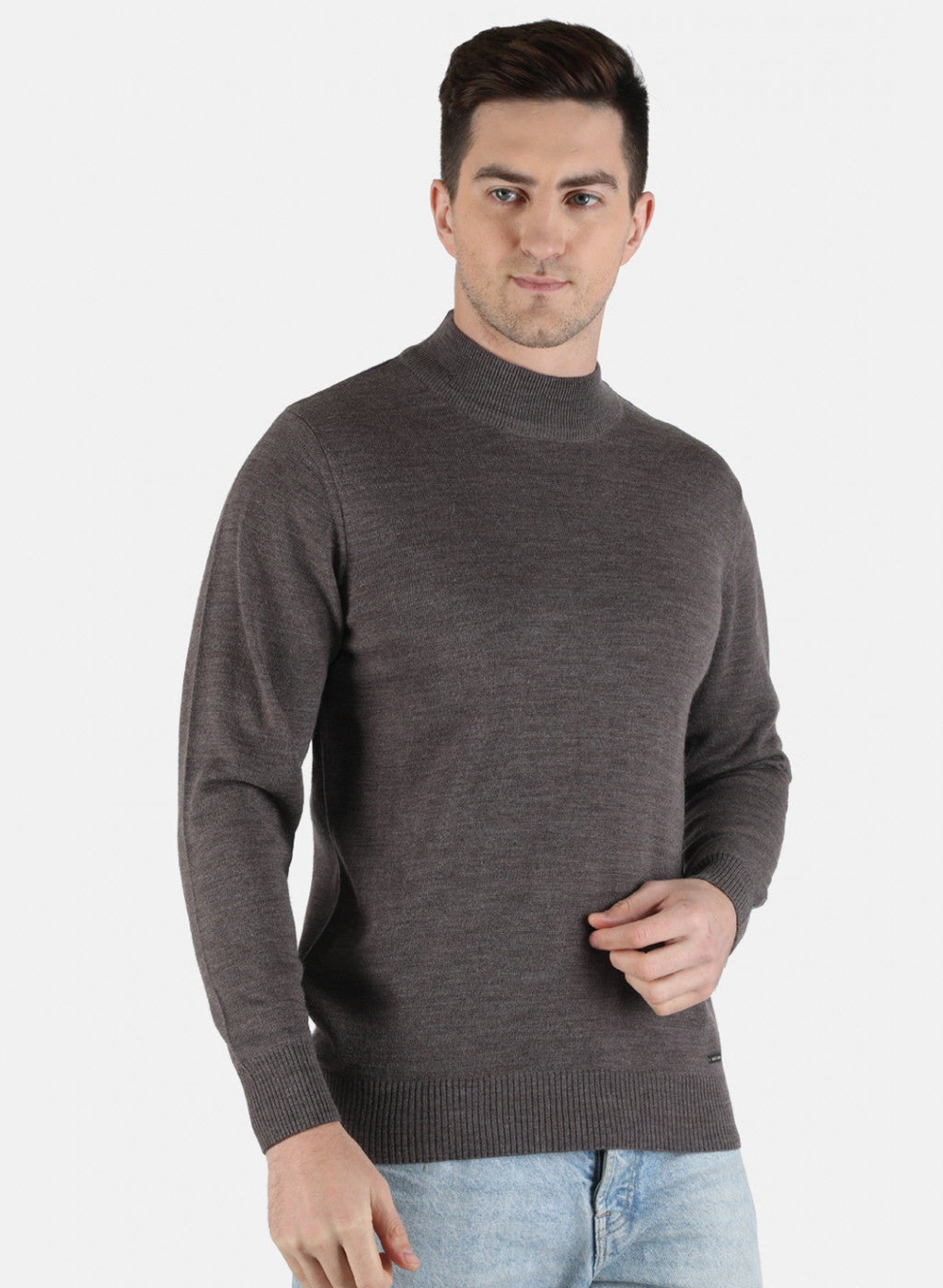 Men Brown Solid Pullover