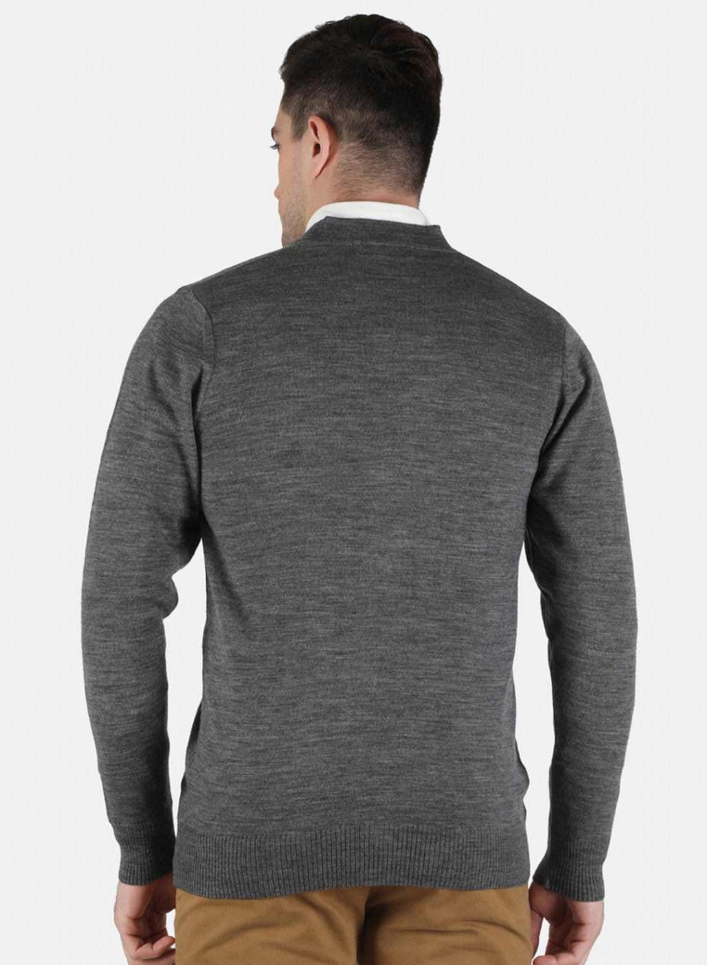 Men Grey Solid Cardigan