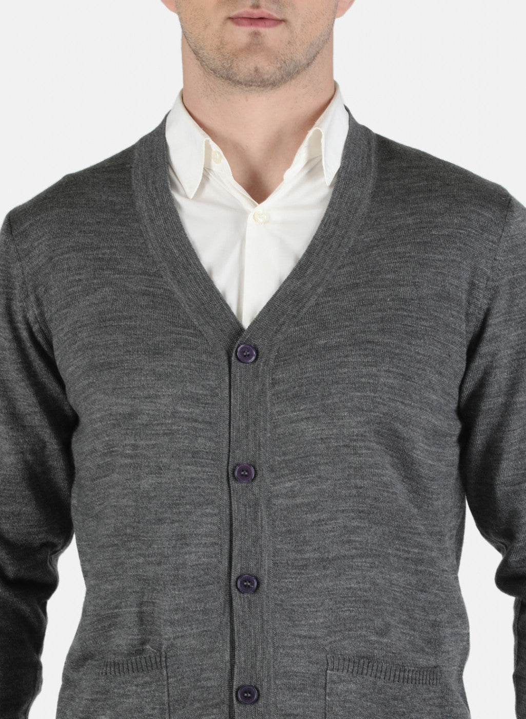 Men Grey Solid Cardigan
