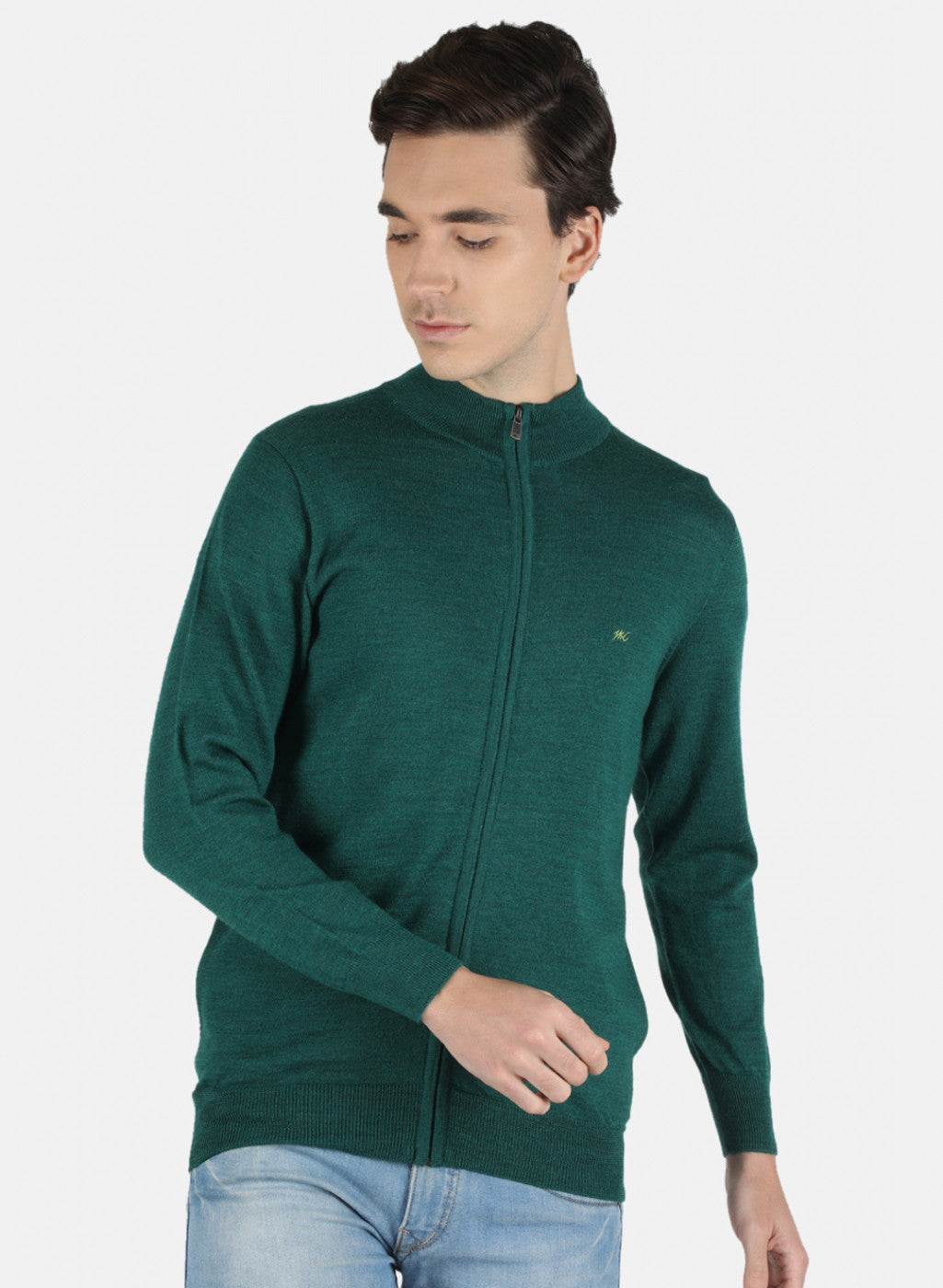 Men Green Solid Pullover