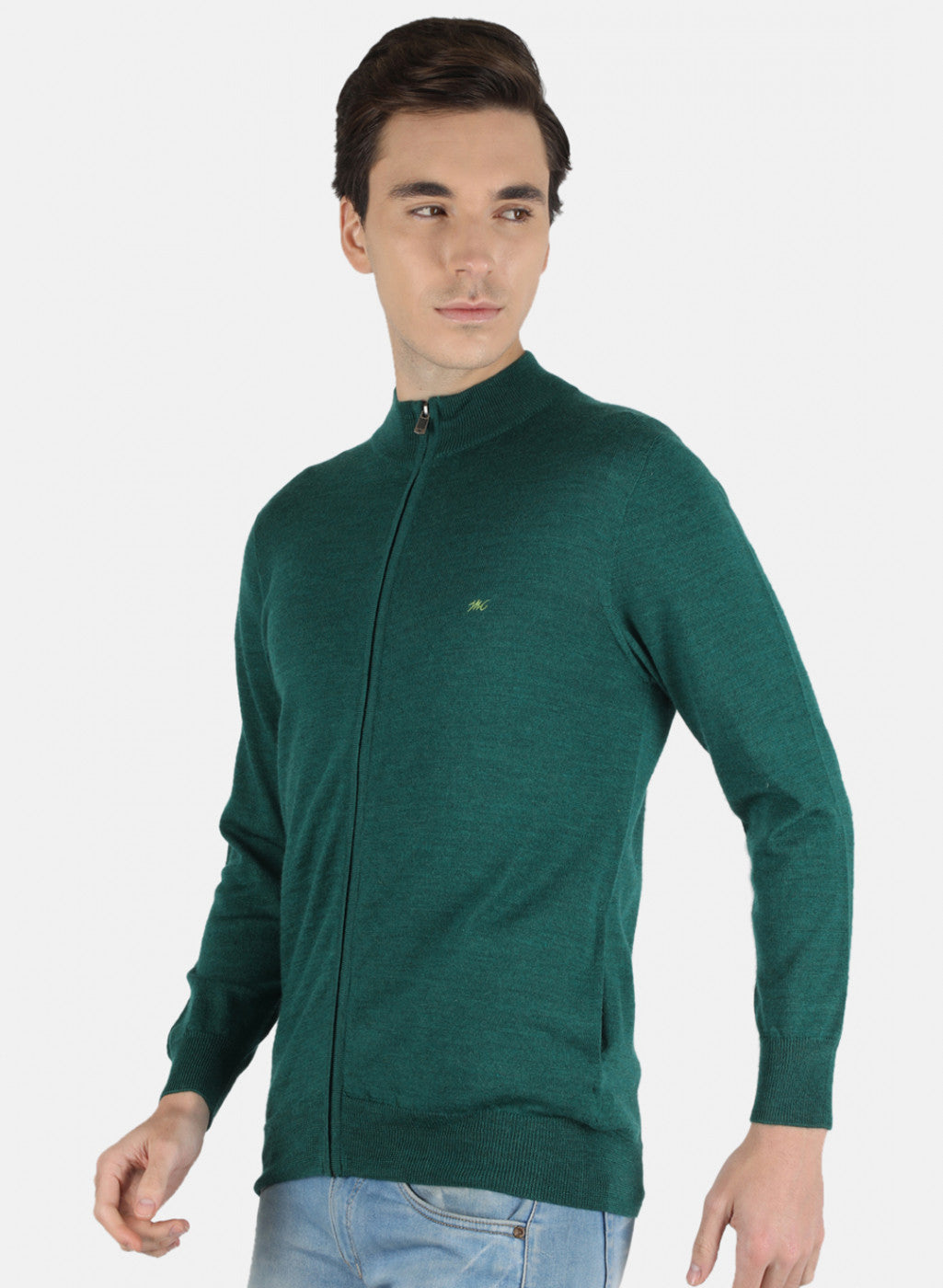 Men Green Solid Pullover