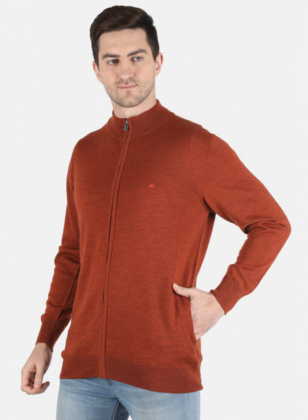 Men Orange Solid Pullover