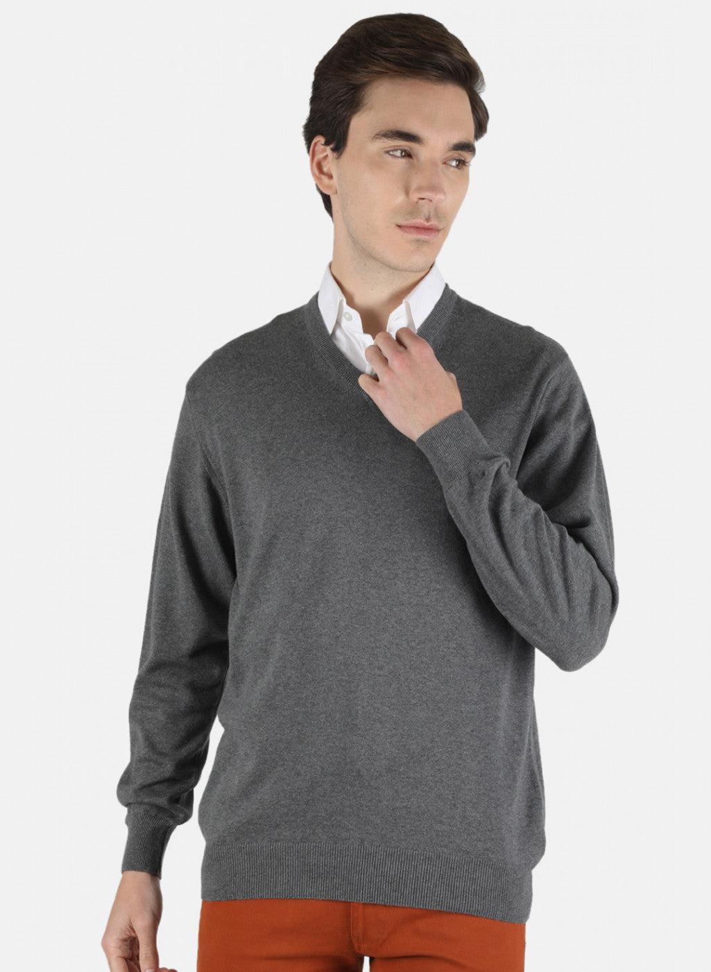 Men Grey Solid Pullover