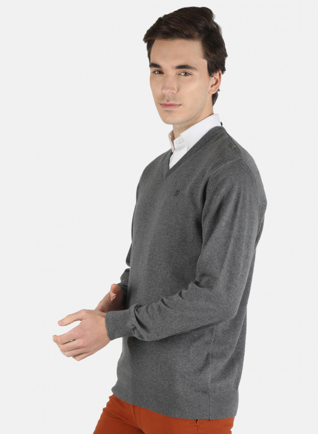 Men Grey Solid Pullover