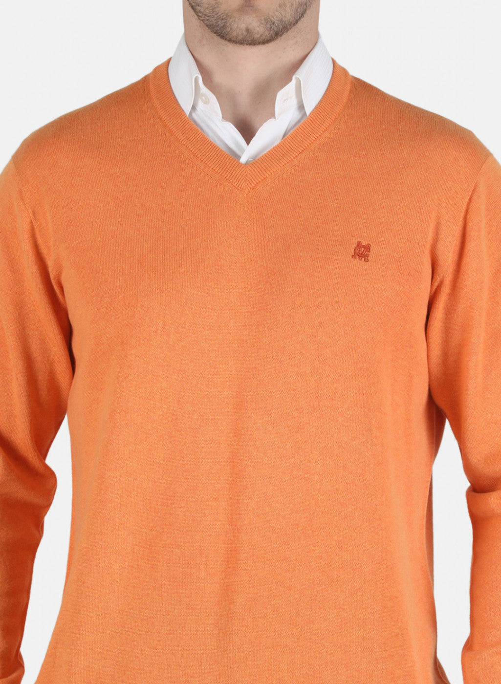 Men Orange Solid Pullover
