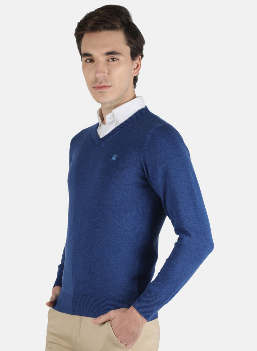 Men Blue Solid Pullover