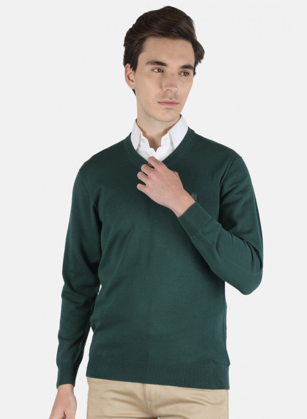 Men Green Solid Pullover