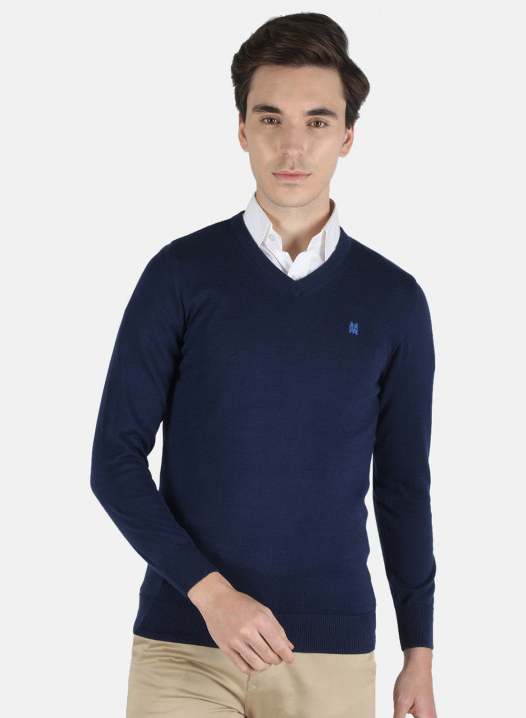 Men Blue Solid Pullover