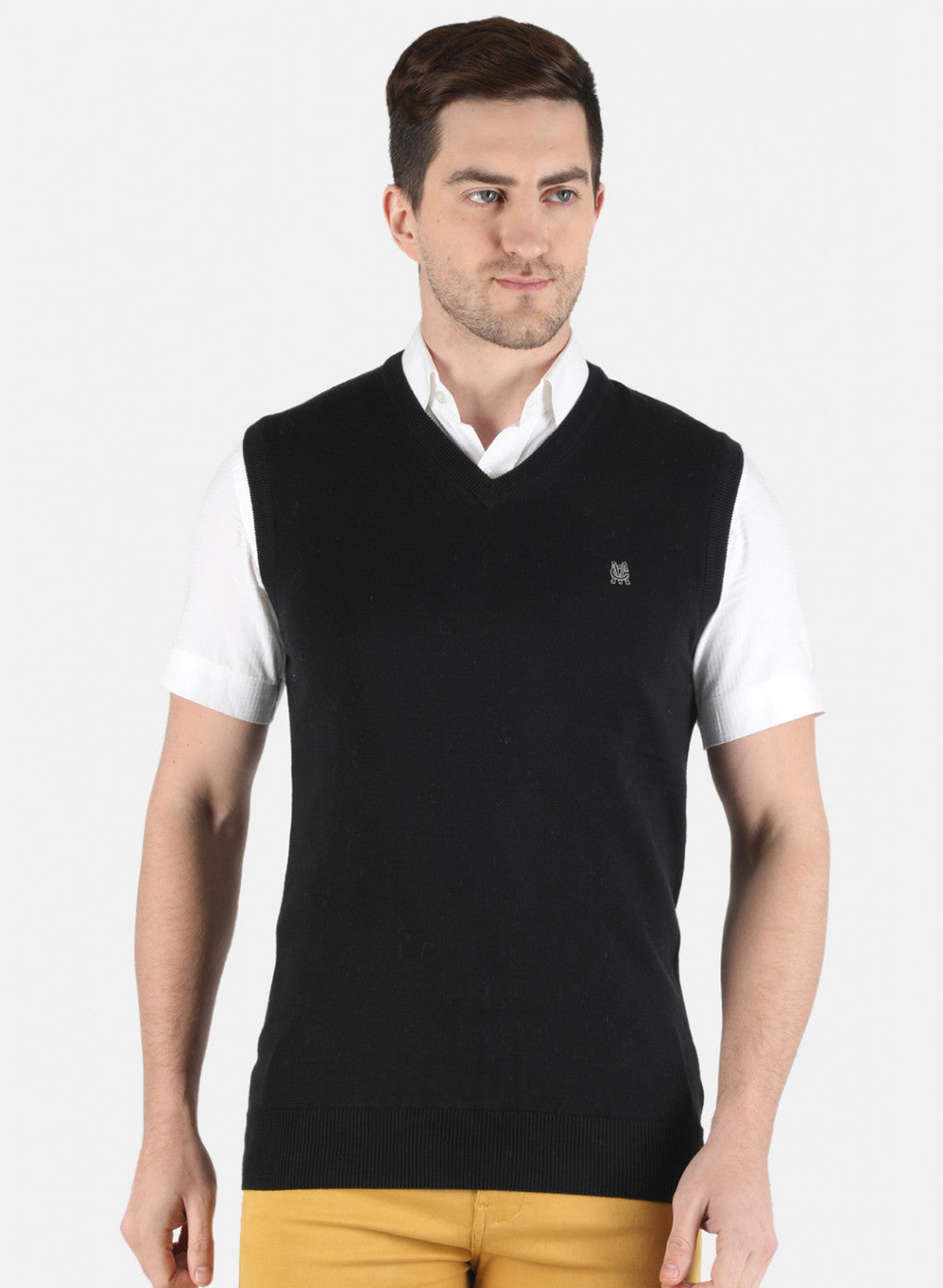 Men Black Solid Sweater