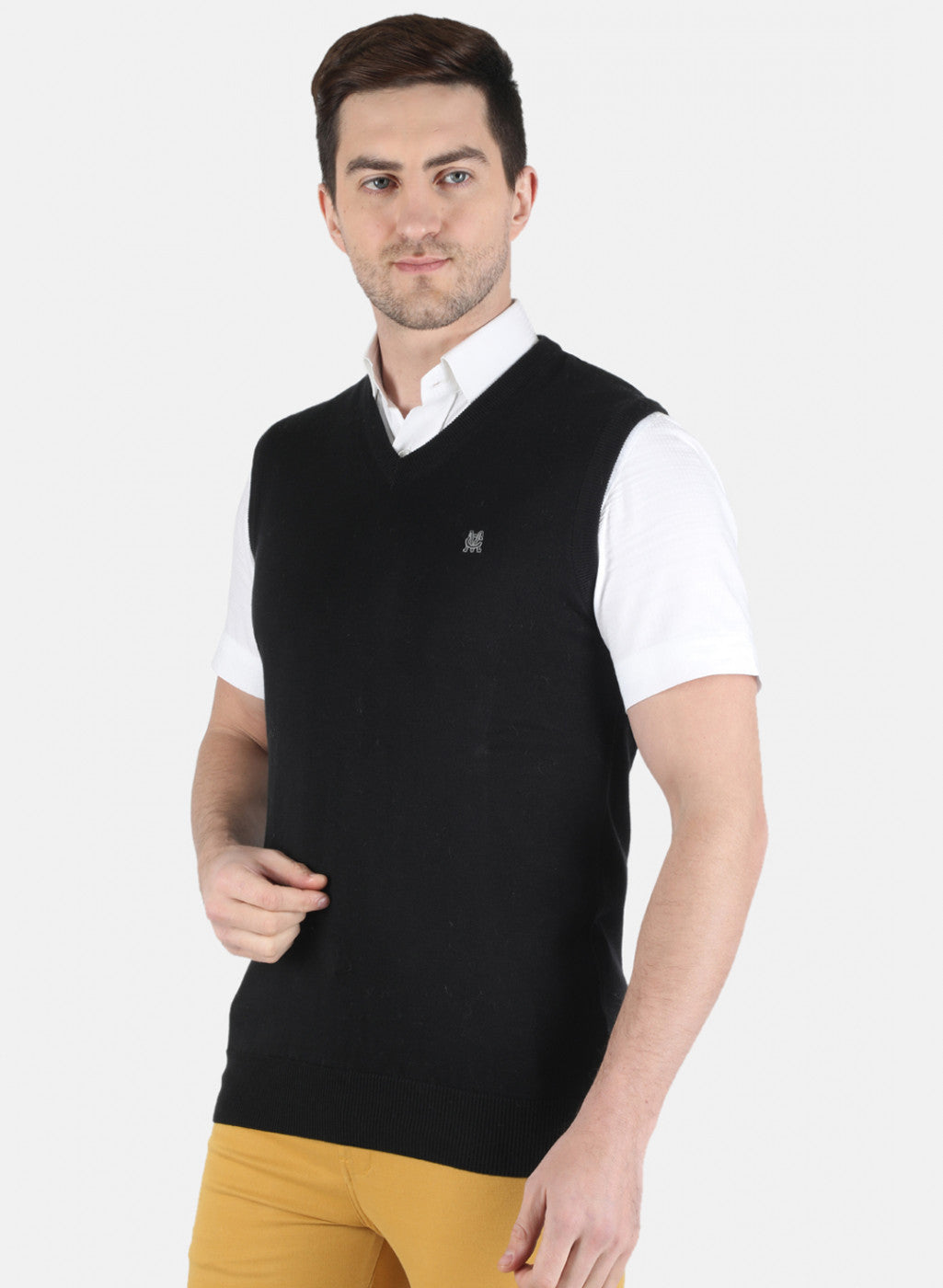 Men Black Solid Sweater