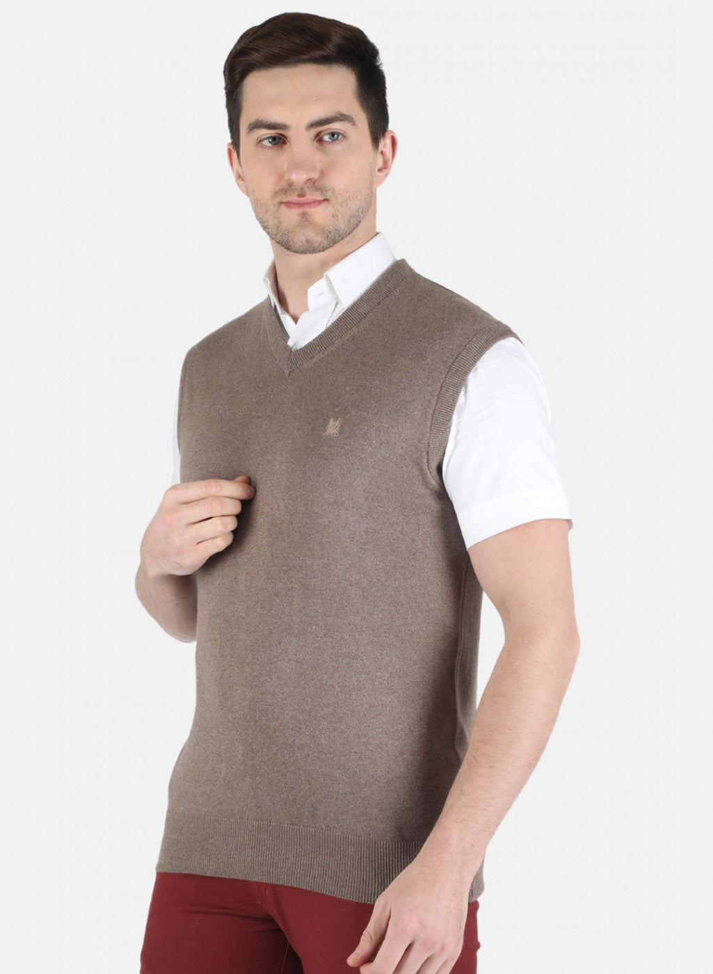 Men Khaki Solid Sweater