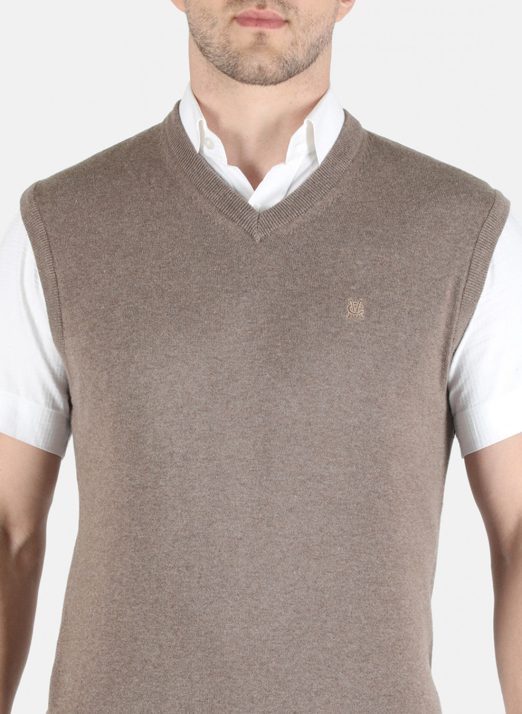 Men Khaki Solid Sweater