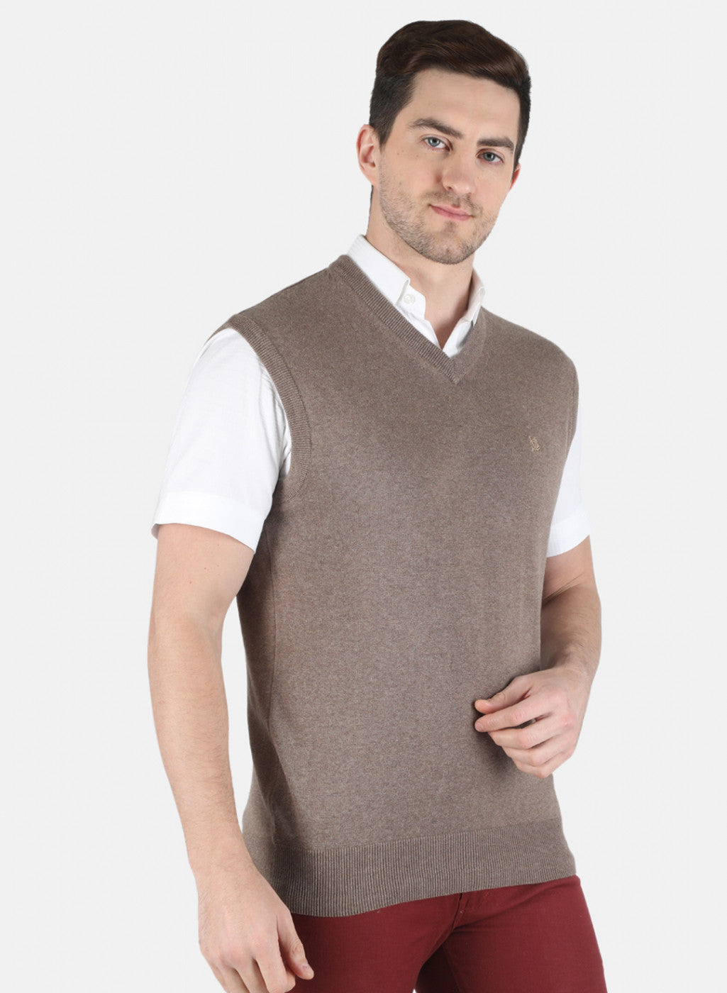 Men Khaki Solid Sweater