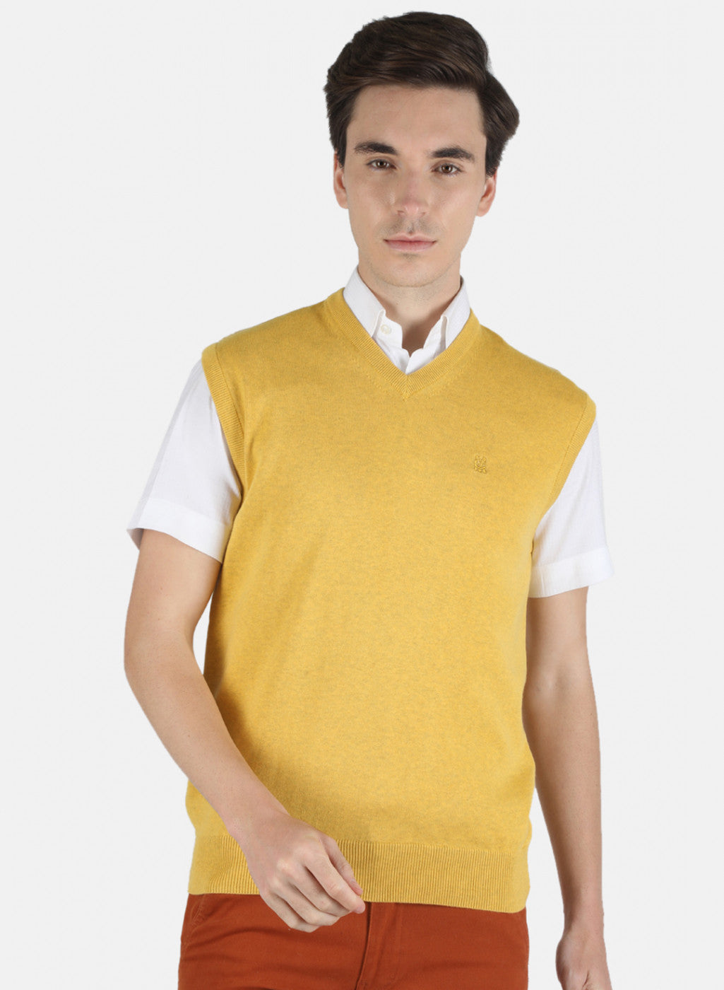 Men Yellow Solid Sweater