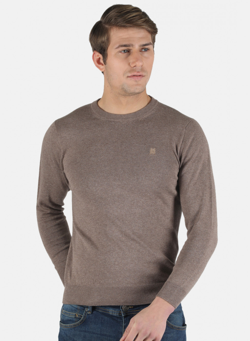 Men Khaki Solid Pullover