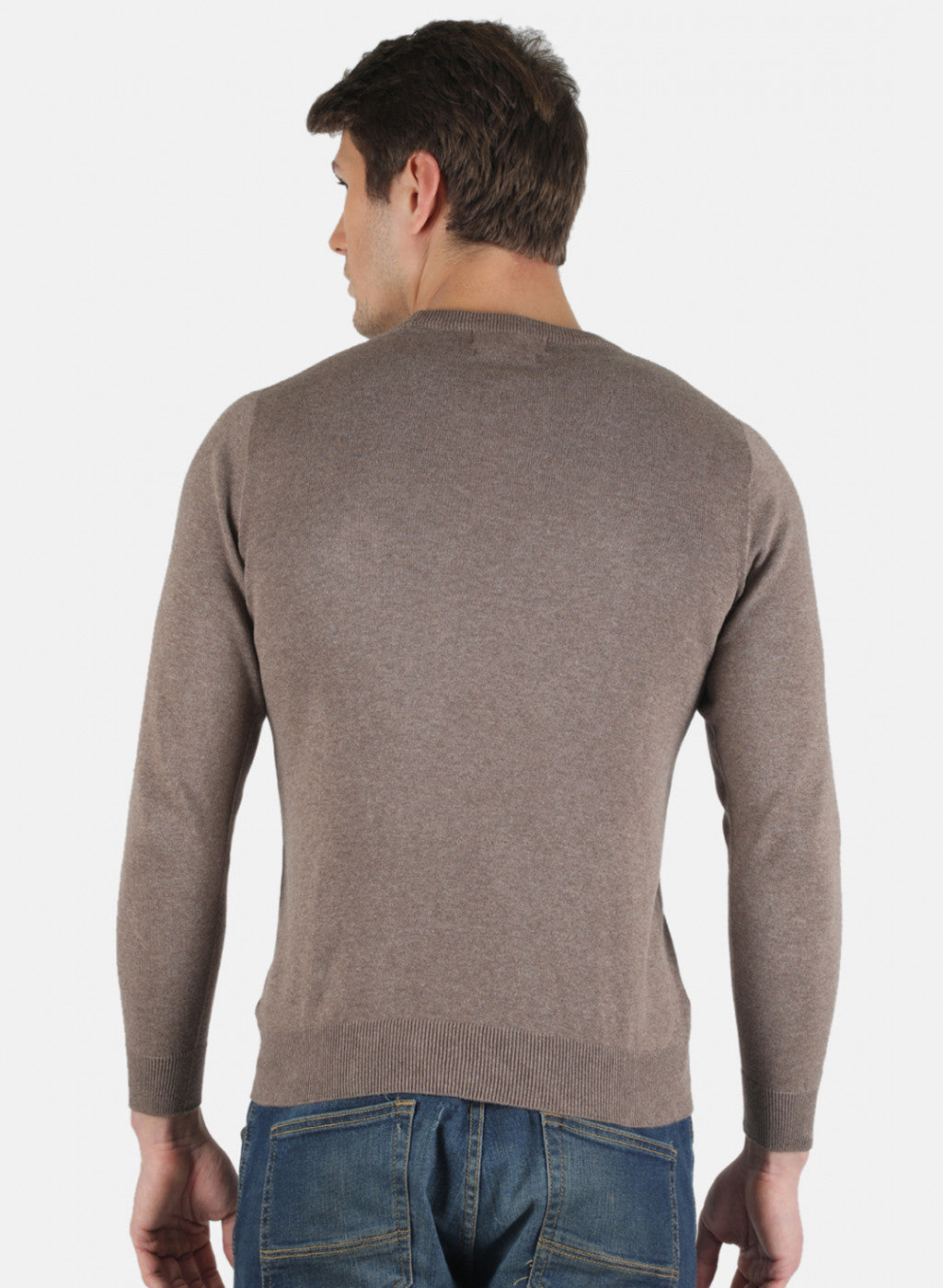 Men Khaki Solid Pullover
