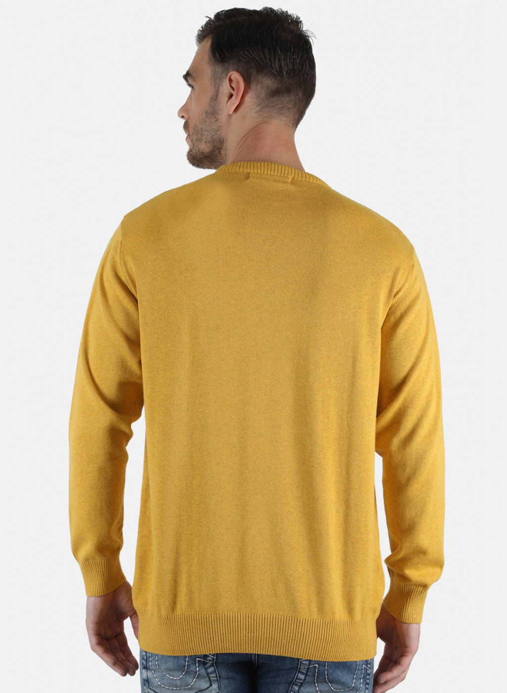 Men Yellow Solid Pullover