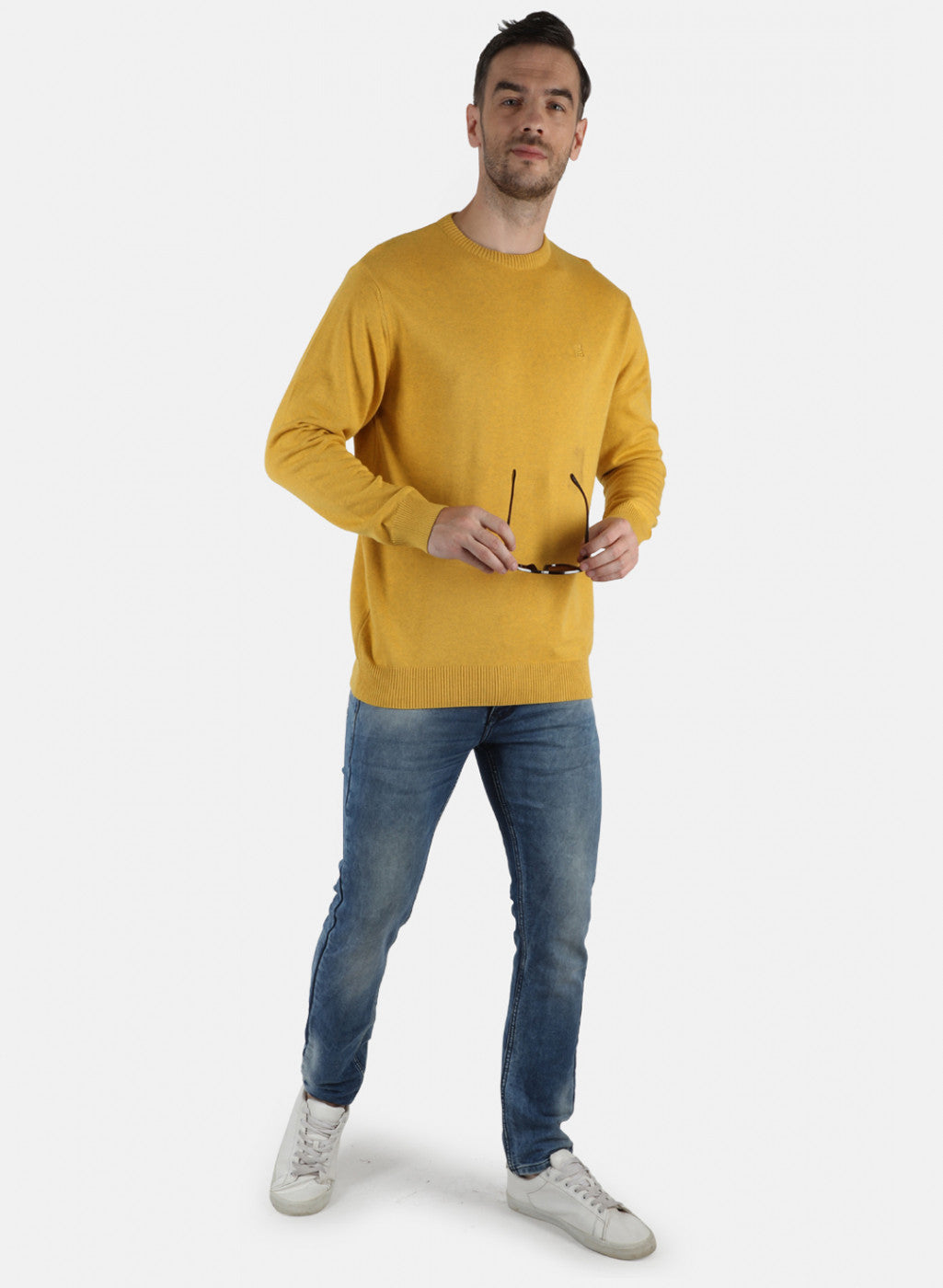 Men Yellow Solid Pullover