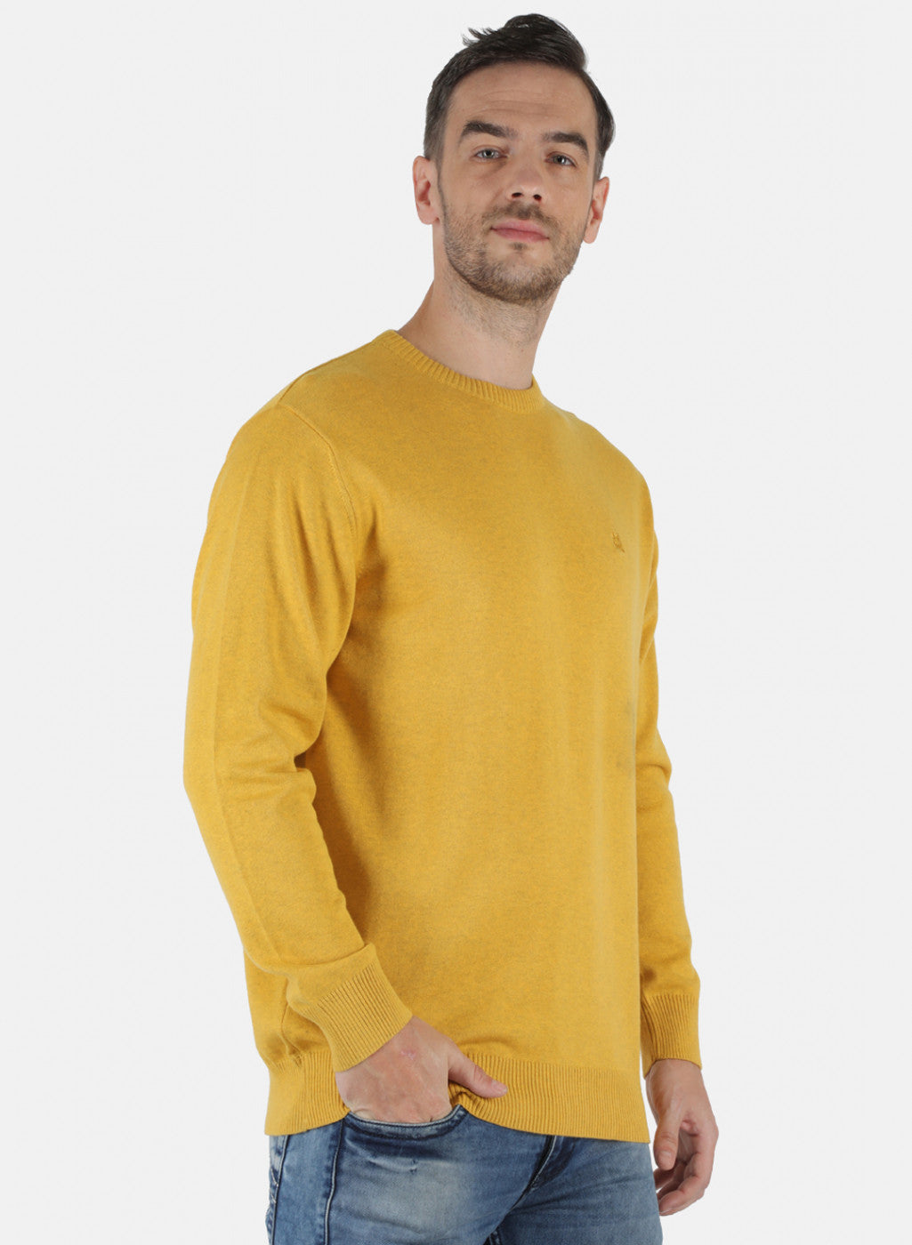 Men Yellow Solid Pullover