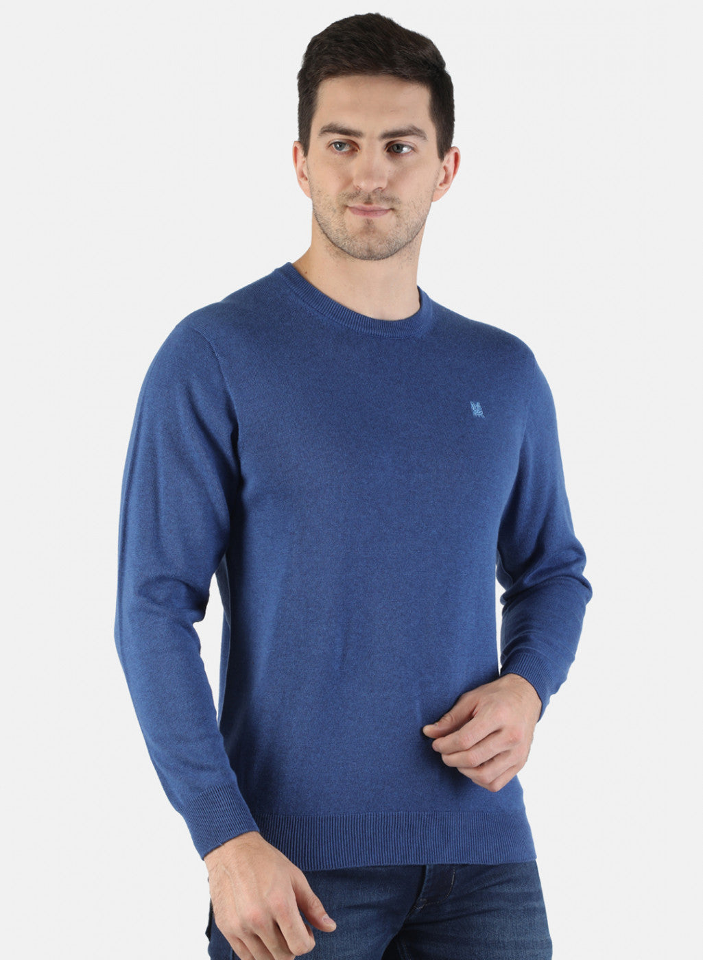 Men Blue Solid Pullover