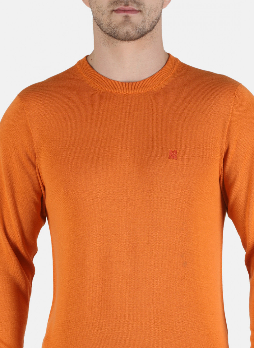 Men Orange Solid Pullover