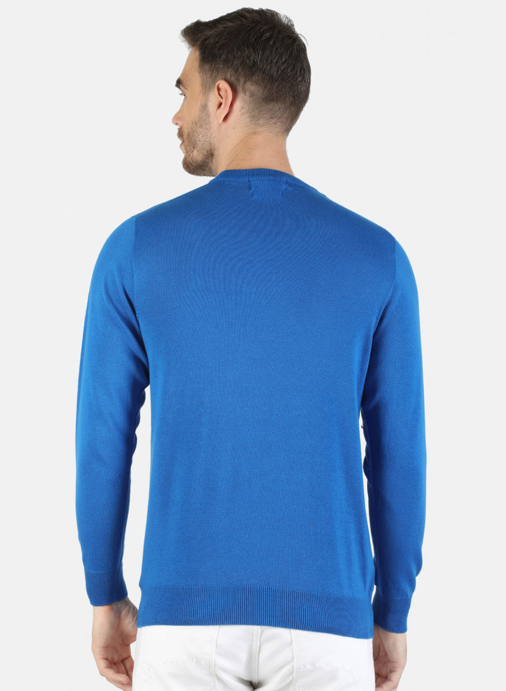 Men Blue Solid Pullover