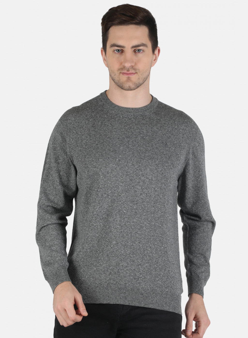 Men Grey Solid Pullover