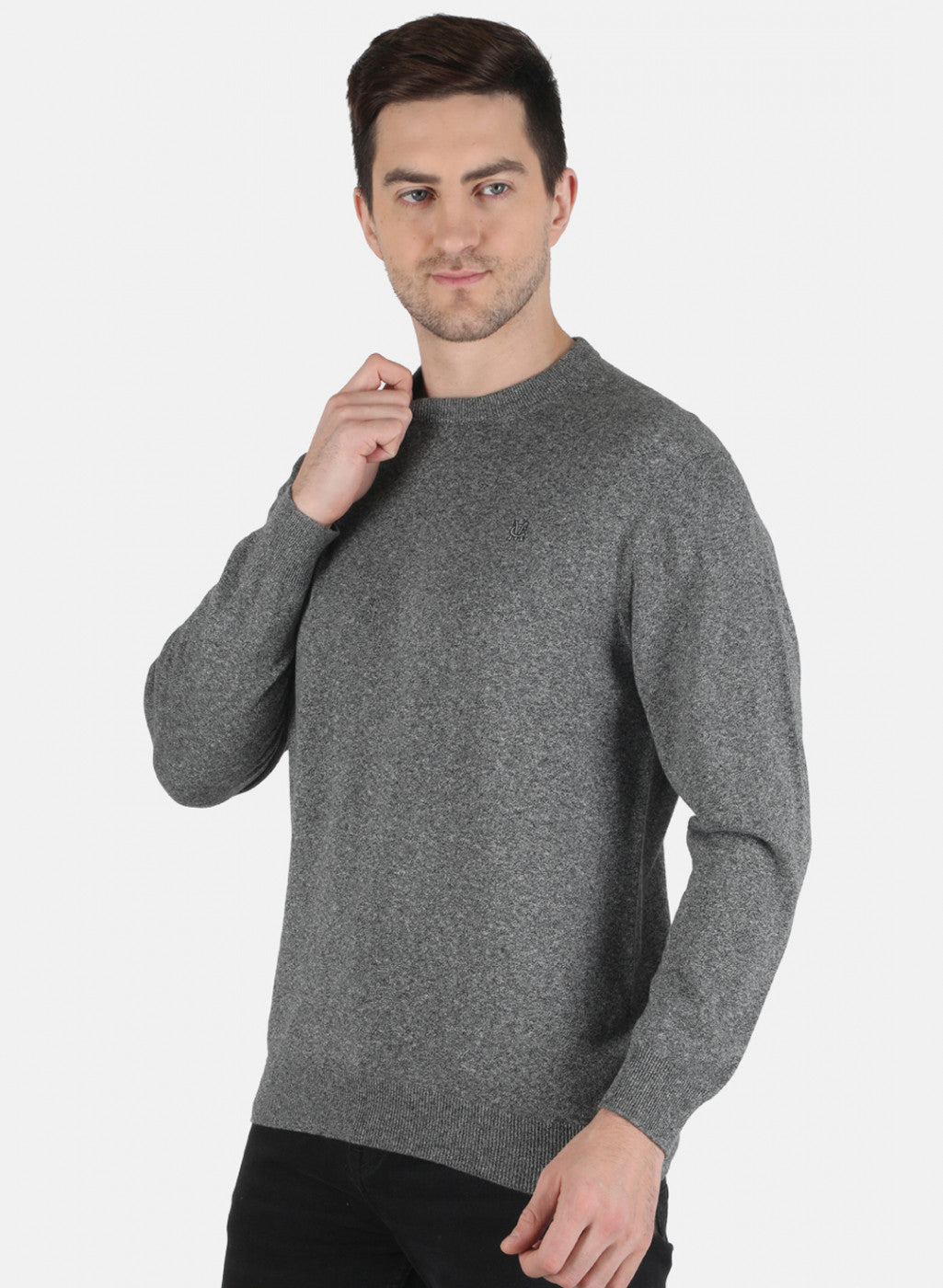 Men Grey Solid Pullover