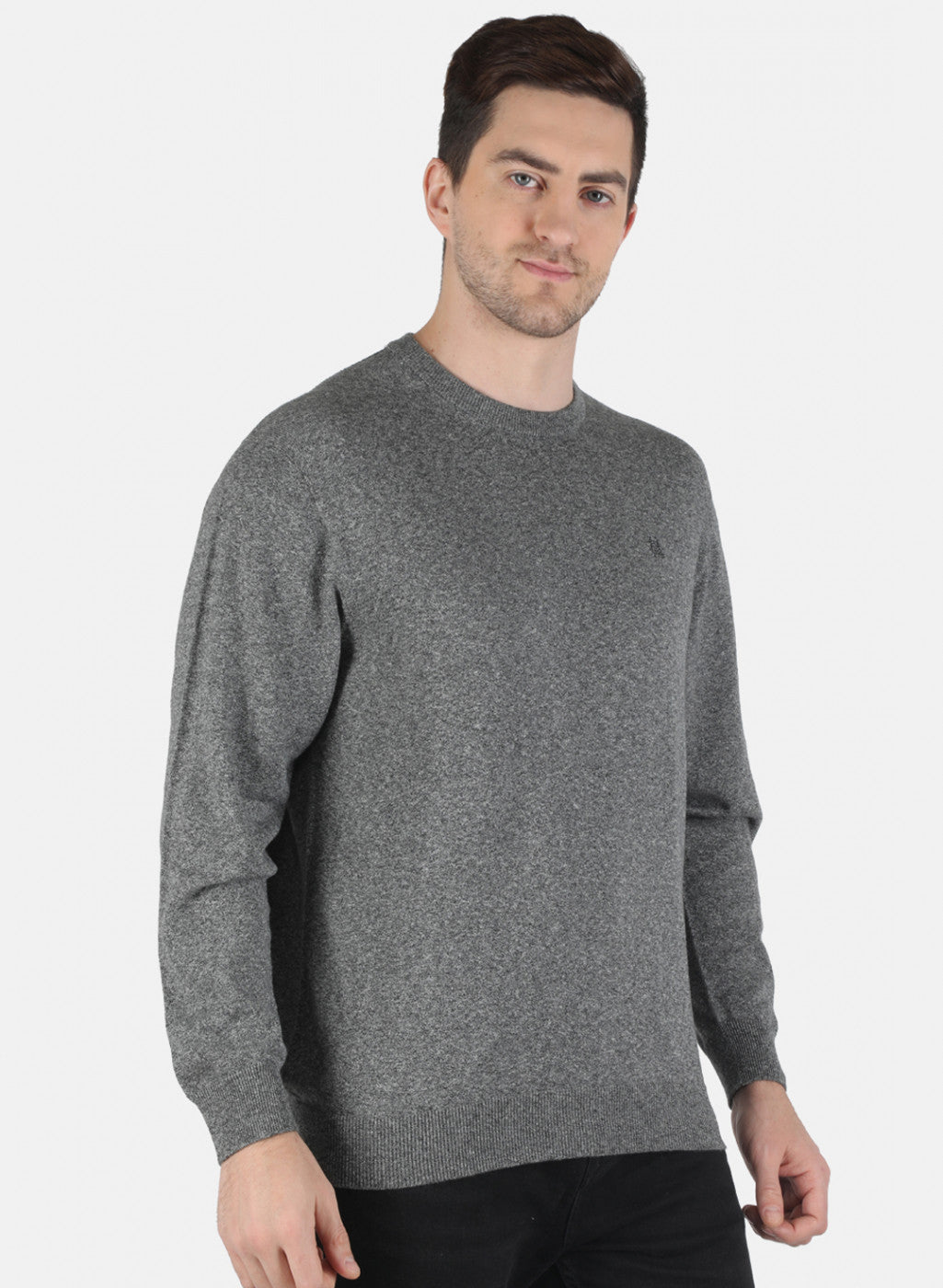 Men Grey Solid Pullover